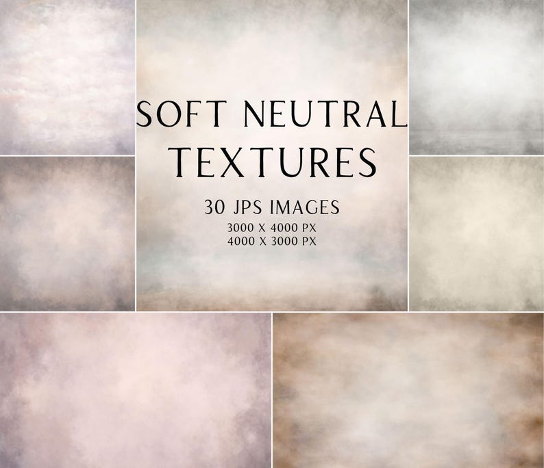 30 Weiche neutrale Texturen, Portrait Studio Kulisse, Fine Art Texturen, Foto Hintergrund, Digitaler Hintergrund Bild 1