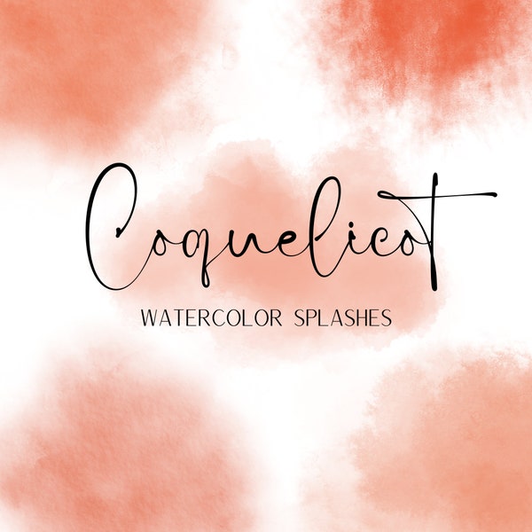 Coquelicot Watercolor Splashes - Watercolor Clipart - Watercolor Paint Stroke Elements