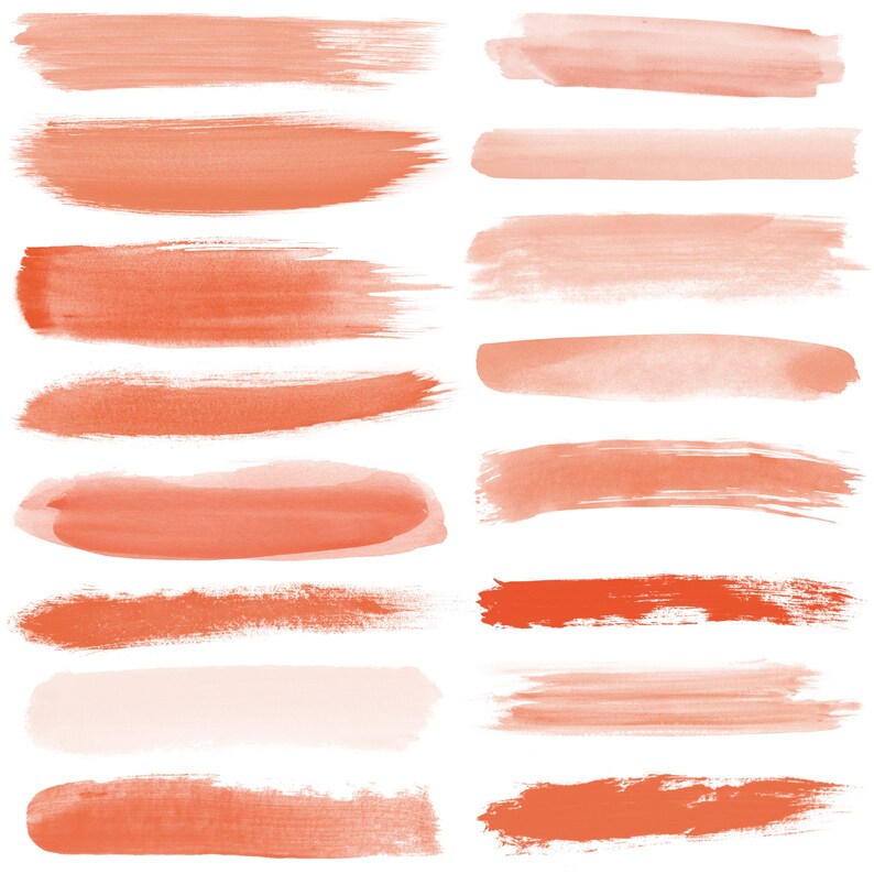 Coquelicot Watercolor Brush Strokes - Watercolor Clipart - Paint Stroke Elements image 2
