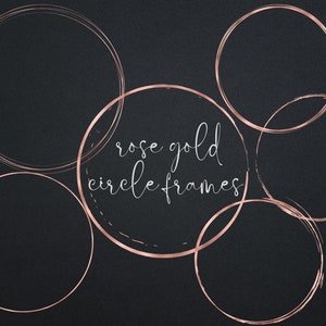 Rose Gold Foil Circle Frames, Frame Clipart, Round Metallic Circle Elements