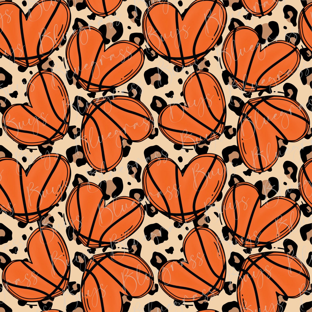 Leopard Basketball Seamless Pattern, Basketball Hearts Repeating ...