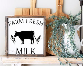 Farm Fresh Milk SVG - Fresh Produce SVG - Farmhouse Kitchen Sign SVG - Cricut Cut File