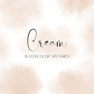 Cream Watercolor Splashes - Clipart Acquerello - Elementi Tratto Pittura Acquerello