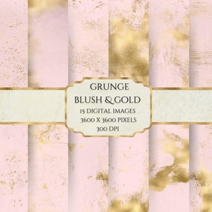 Grunge Blush and Gold Paper, Distressed Texture, Worn Texture Paper, Printable Scrapbook Paper