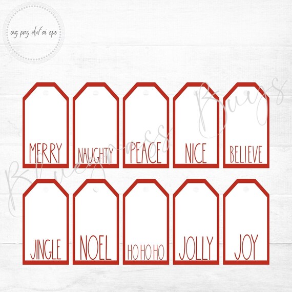 Christmas Tags SVG Holiday Labels Gift Tags SVG Digital | Etsy