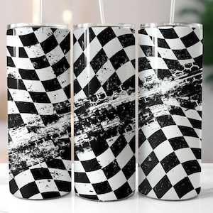 Checkered Flag Tumbler Wrap - 20oz Straight & Tapered Wrap Design - Tumbler PNG Sublimation
