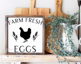 Huevos frescos de granja SVG - Productos frescos SVG - Signo de cocina de granja SVG - Archivo de corte cricut