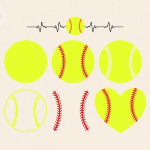 Softball SVG, Heart Softball png, Softball Cut File, Digital Download
