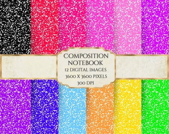 Composition Notebook Digital Paper, School Notebook Wallpaper JPG