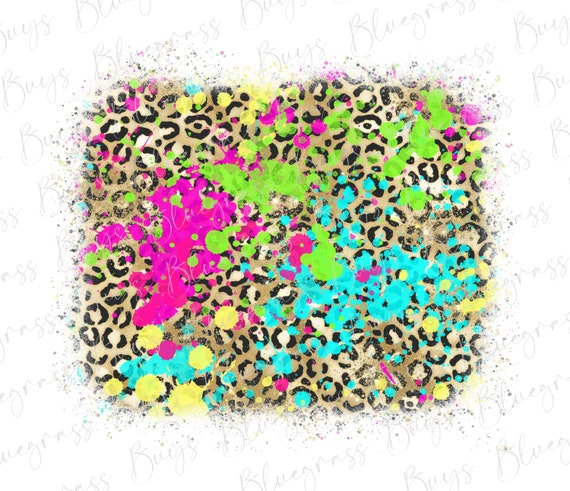 Paint Splatter and Leopard Background PNG Neon Splatter | Etsy