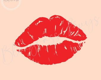 Lips SVG, Red Lips Png, Kiss SVG, Digital Download, Cricut, Silhouette Cut File