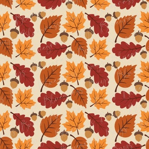 Autumn Leaves Seamless Pattern, Fall Background, Autumn Digital Paper