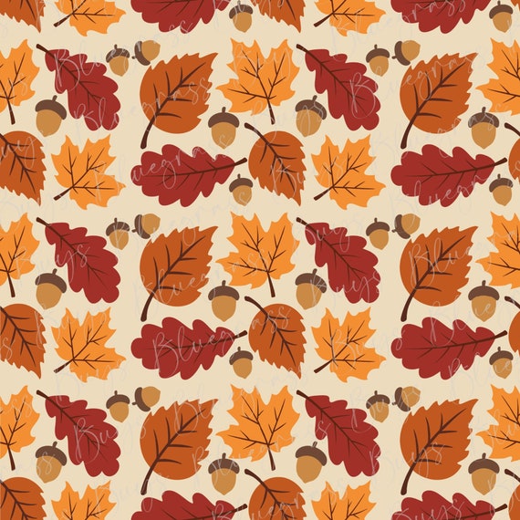 Autumn Leaves Seamless Pattern Fall Background Autumn Digital