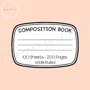 Etiqueta para cuaderno de composición SVG, Etiqueta para cuaderno de composición PNG, Archivo de corte Cricut
