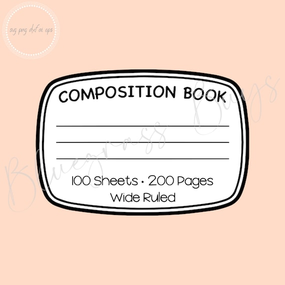 Composition Notebook Label SVG, Composition Book Label Png, Cricut Cut File