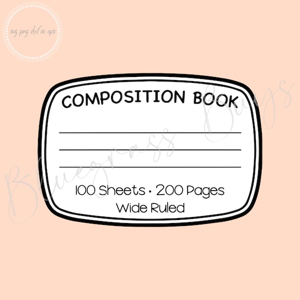 Komposition Notebook Label SVG, Komposition Buch Label SVG, Komposition Buch Label Png, Cricut Cut Datei