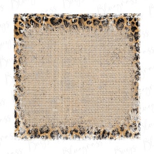 Leopard Burlap Background, Grunge Burlap Backsplash Sublimation PNG