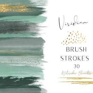 Viridian Aquarell Pinselstriche - Aquarell Clipart - Paint Stroke Elements