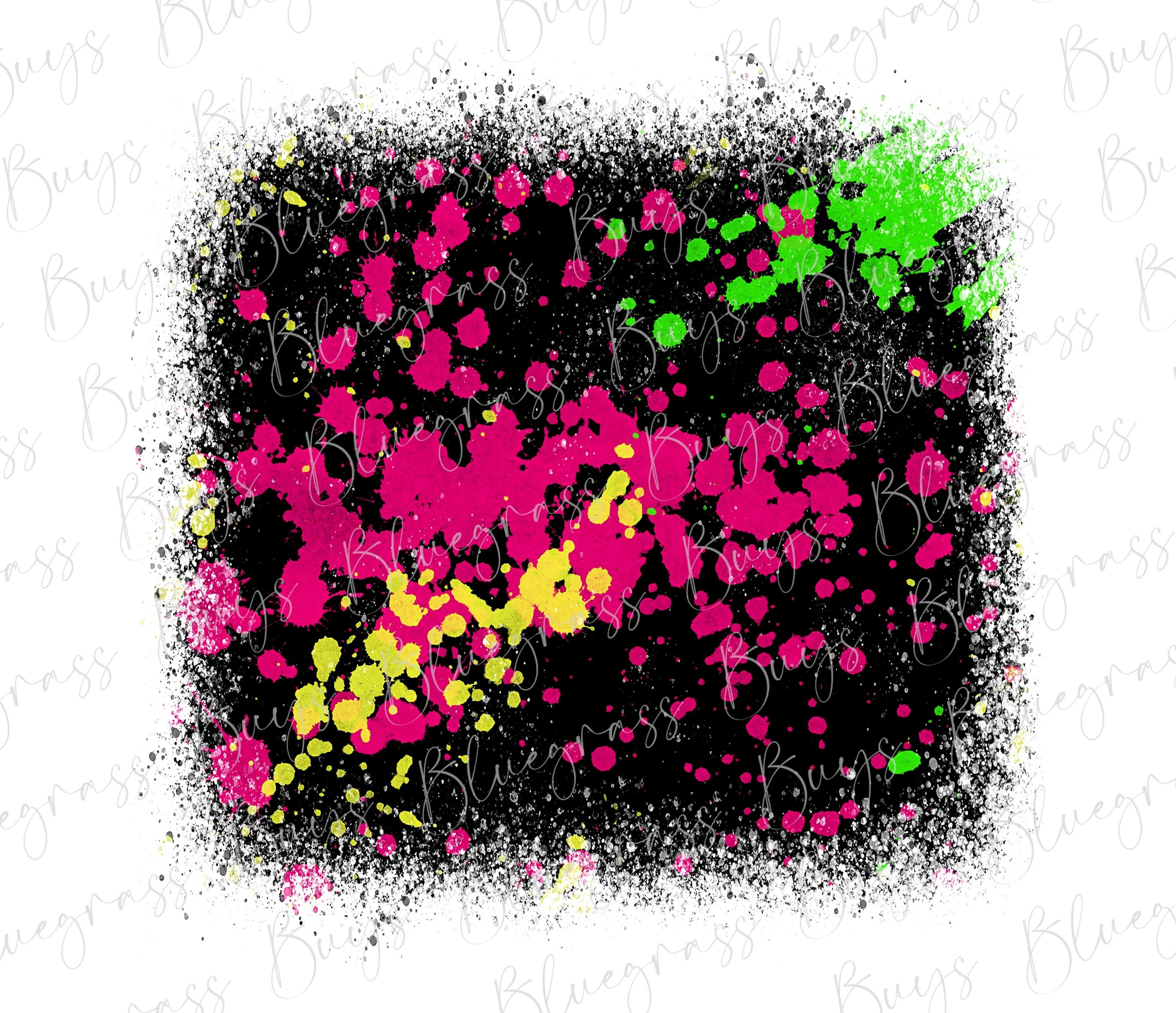 Paint Splatter Background PNG Grunge Neon Splatter Etsy