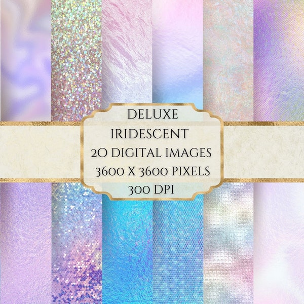 Iridescent Digital Paper, Metallic Pastel Texture, Holographic Paper, Printable Scrapbook Paper