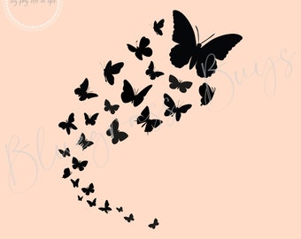 Latające motyle SVG, sylwetka motyla, plik do cięcia motyla, pobieranie cyfrowe, Cricut, plik do cięcia sylwetki