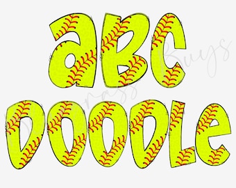 Leopard Softball Alphabet Letters PNG Bundle, Alphabet Clipart, Softball Hand Drawn Doodle, Sublimation Alpha Set Designs PNG