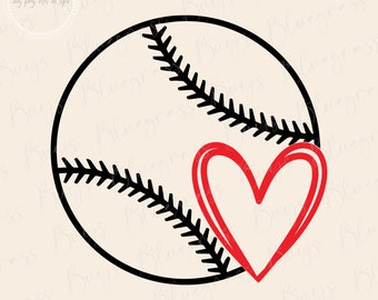 野球ラブハート、野球 SVG、ハート png、野球ステッチ、野球 T シャツ、落書きハート