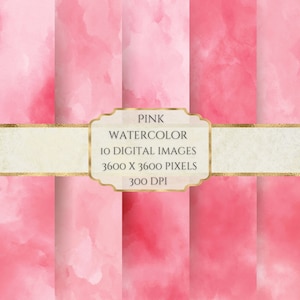 Pink Watercolor Digital Paper, Watercolor Texture, Printable Scrapbook Paper