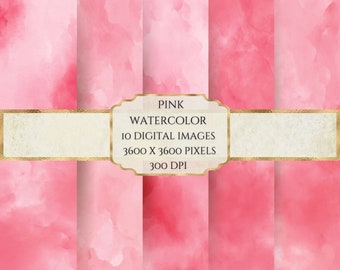 Papel digital de acuarela rosa, textura de acuarela, papel de álbum de recortes imprimible