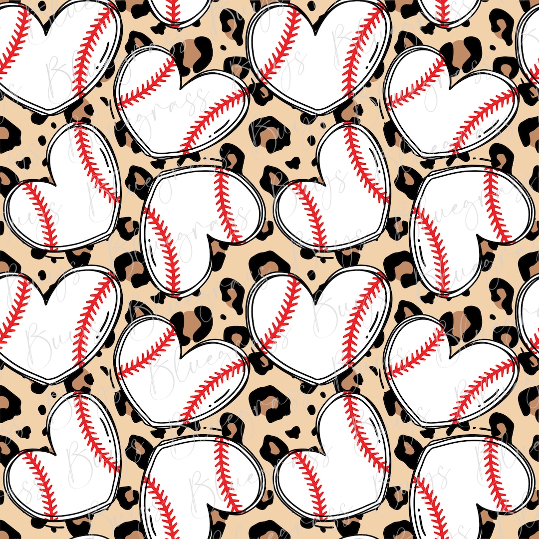 Leopard Baseball Seamless Pattern, Baseball Hearts Repeating Pattern ...