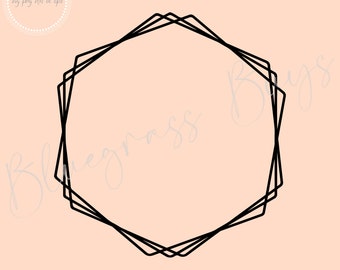 Triple Hexagon Frame SVG, Geometric Hexagon Frame Png, Geometric Frame SVG, Frame Clipart, Digital Download, Cricut, Silhouette Cut File