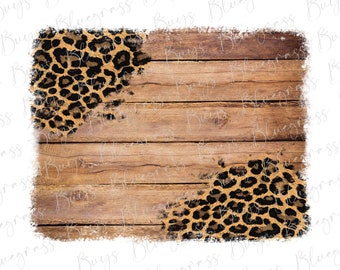 Wood with Leopard Print Background PNG, Cheetah Print Background PNG, Leopard Sublimation Design