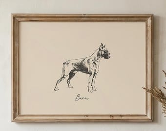 Boxer Dog Print | Boxer Dog Gift | Boxer Owner Gift | Dog Breed Wall Art | Vintage Dog Print | Dog Lover Gift | Digital Download