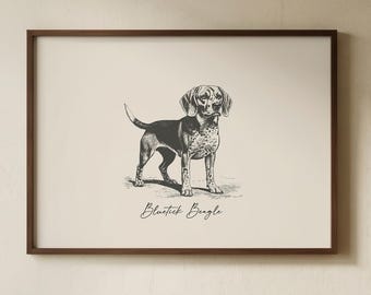 Beagle Wall Art | Beagle Print | Bluetick Beagle Art | Dog Breed