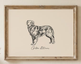 Golden retriever-afdruk | Golden retriever-cadeau | Hondenmuurkunst | Golden retrieverkunst | Cadeau hondenliefhebber | Hondenmoedercadeau | Digitale download
