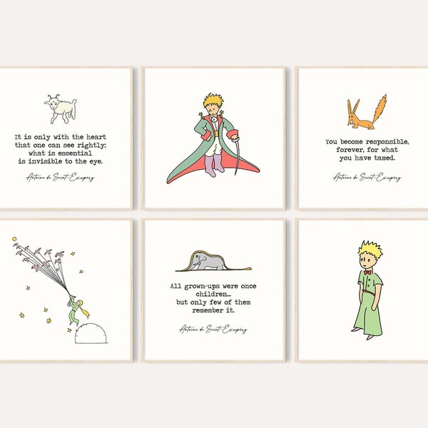 The Little Prince Print / The Little Prince Wall Art Set / Little Prince Nursery Art / Baby Gift / Baby Shower Gift / Little Prince Quotes