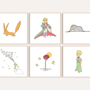 Conjunto de 6 artes de parede O Pequeno Príncipe / Estampa O Pequeno Príncipe / Arte de parede para berçário / Decoração O Pequeno Príncipe / Presente para chá de bebê / Arte para berçário em tons pastéis
