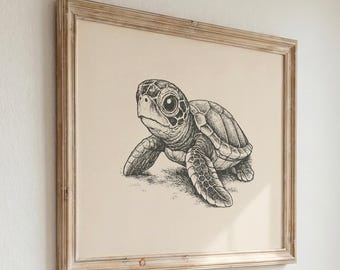 Sea Turtle Print | Coastal Nursery Wall Art | Ocean Nursery Decor | Baby Turtle Art | Beach House Decor | Kids Room Art | Digital Download