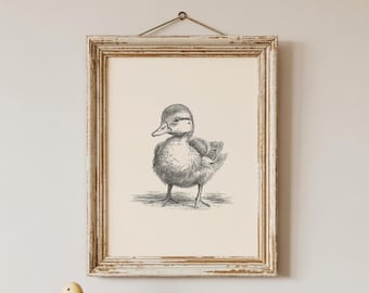 Duck Nursery Print | Vintage Baby Duckling Wall Art | Cottagecore Nursery Decor | Gender Neutral Nursery | Digital Download