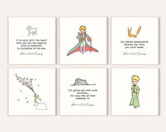 The Little Prince Print / The Little Prince Wall Art Set / Little Prince Nursery Art / Baby Gift / Baby Shower Gift / Little Prince Quotes