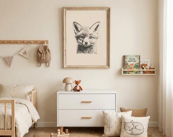 Fox Nursery Wall Art | Baby Fox Print | Woodland Nursery Art | Fox Nursery Decor | Farmhouse Nursery | Kids Room Wall Art | Digital Download