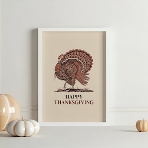 Turkey Vintage Print | Happy Thanksgiving Wall Art | Autumn Wall Decor | Farmhouse Print