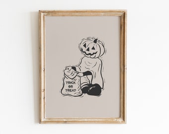 Halloween Print / Halloween Print Wall Art / Trick or Treat Print / Spooky Prints / Halloween Decor / Halloween Printable / Pumpkin Wall Art