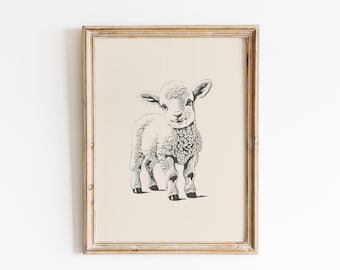 Vintage Lamb Print: Farmhouse Nursery Decor (Digital Download)