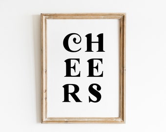 Cheers Bar Cart Print: Modern Cocktail Art (Digital Download)