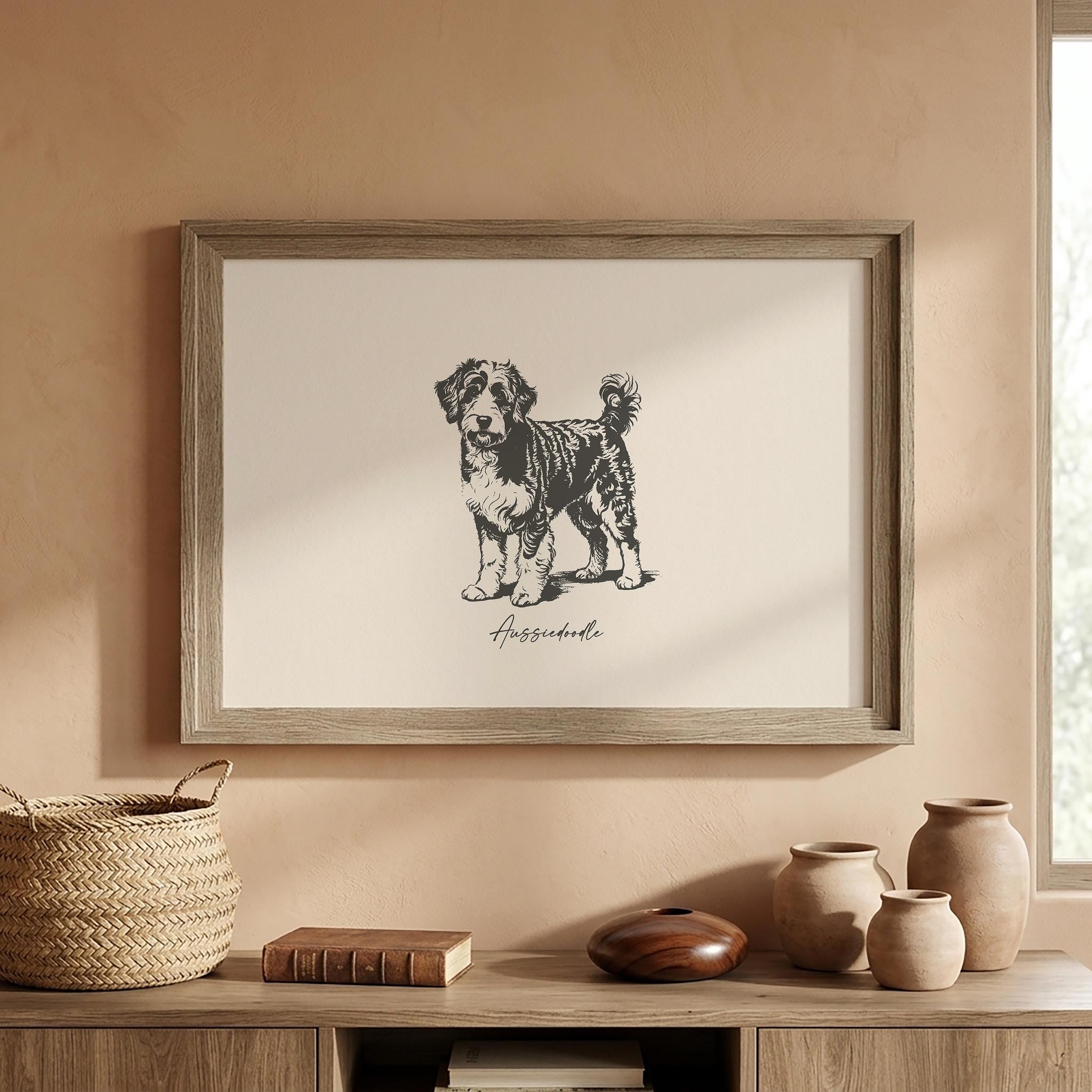 Aussiedoodle Wall Art | Vintage Doodle Dog Print | Aussiedoodle