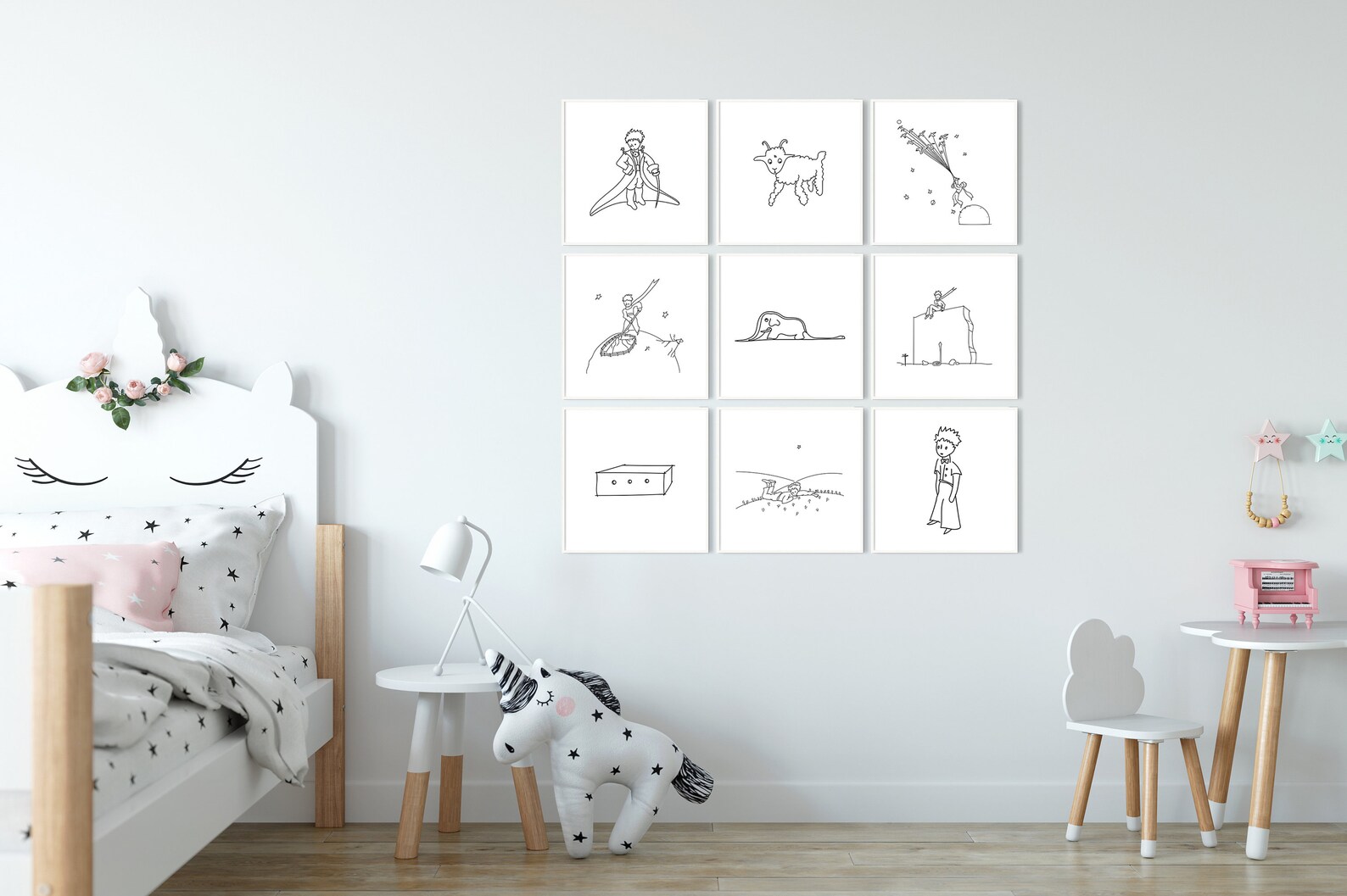 Little Prince Nursery Art Prints - Set of 9: Minimalist Line Art ...