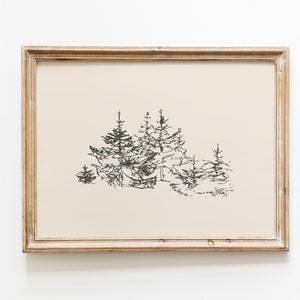Winter Sketch Print / Winter Tree Print / Abstract Winter Landscape / Abstract Christmas Tree / Minimalist Christmas Print