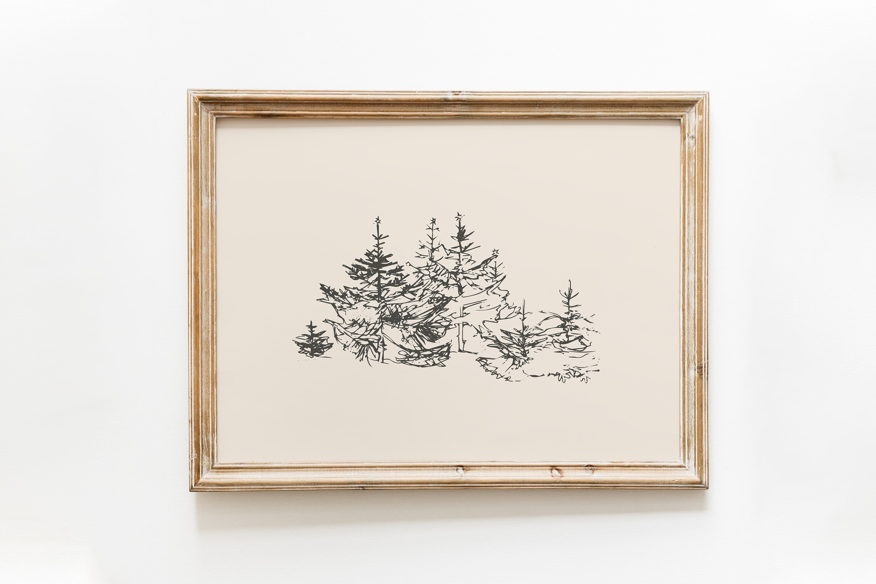 Winter Sketch Print / Winter Tree Print / Abstract Winter Landscape / Abstract Christmas Tree / Minimalist Christmas Print