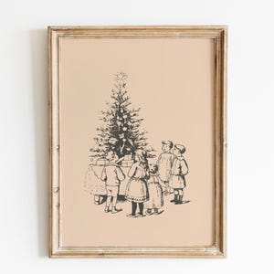 Impresión de árbol de Navidad vintage: Decoración de granja antigua (descarga digital)